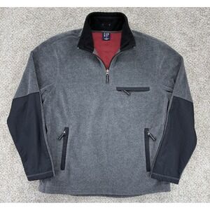 Vintage Gap 1/4 Zip‎ Fleece Pullover Sweater Jacket Mens Large Gray Gorpcore Y2K